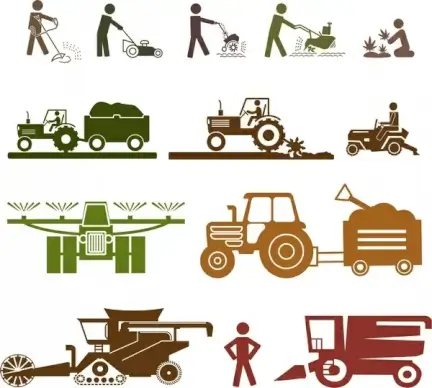 farming icons sets isolated with silhouette style