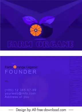 farrning business card template dark orange fruit sketch