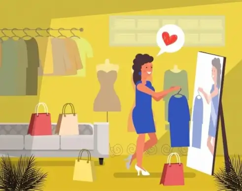 fashion background shopping lady icon cartoon design