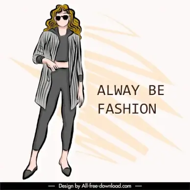 fashion banner template handdrawn lady model sketch