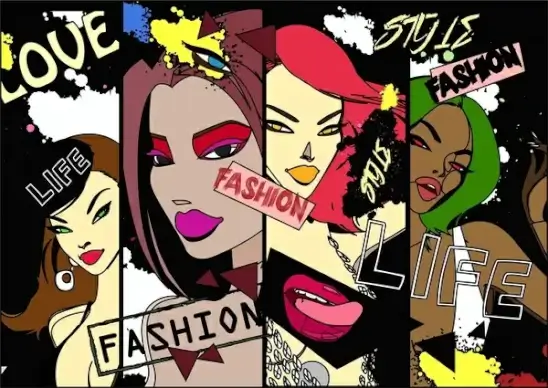 fashion banners sketch design with stylish girls