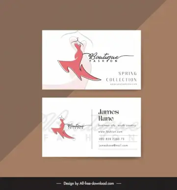 fashion business card template handdrawn lady dress sketch