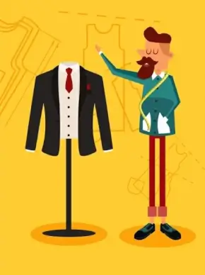 fashion design background man suit icon colored cartoon