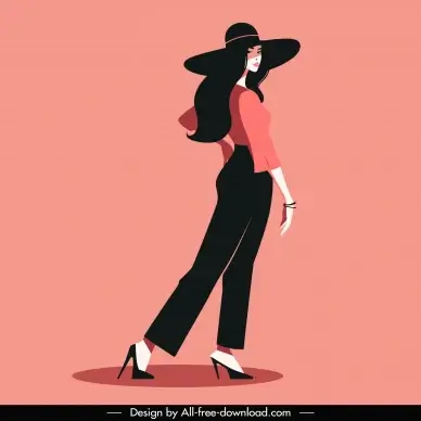 fashion  design element dynamic cartoon lady posing