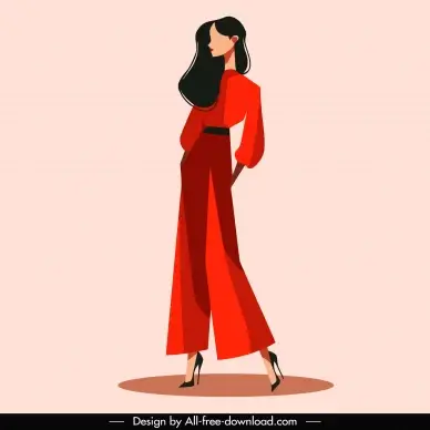 fashion  design element model cartoon posing