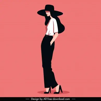 fashion design elements cartoon girl posing