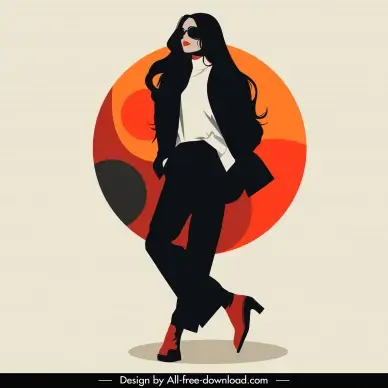 fashion  design elements cartoon model posing