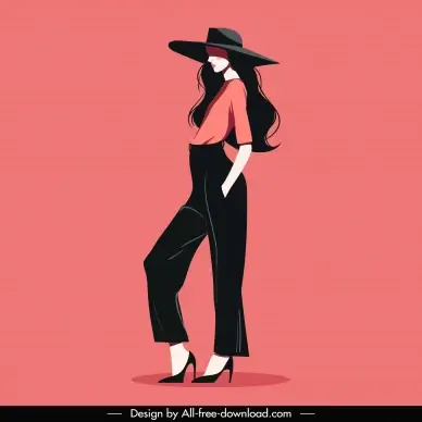 fashion  design elements cartoon model posing