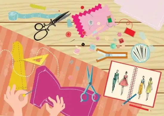fashion design job vector illustration with tailor tools