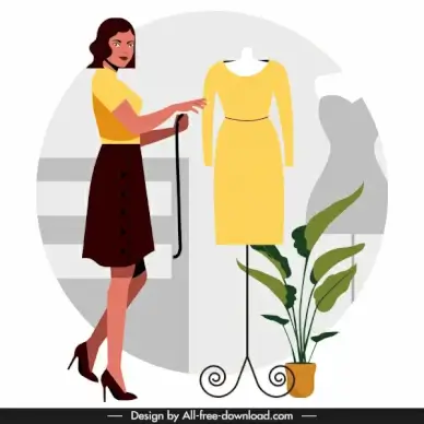 fashion designer job background colored cartoon design