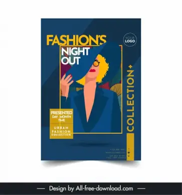 fashion flyer template elegant cartoon design