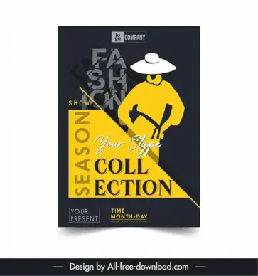 fashion flyer template flat dark silhouette