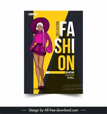 fashion flyer template handdrawn cartoon model 
