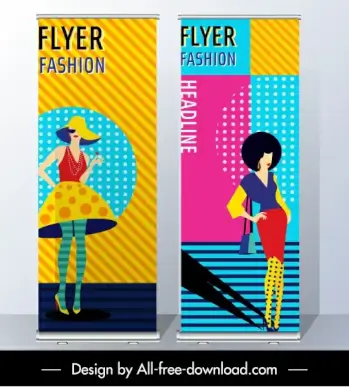 fashion flyer templates colorful vertical design model sketch