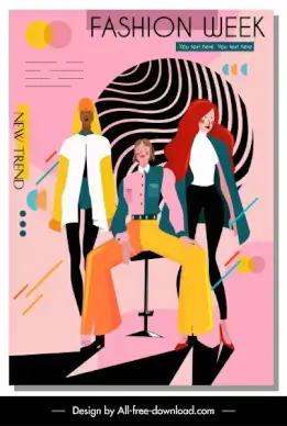fashion magazine template female models sketch colorful decor