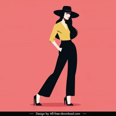 fashion model design element lady cartoon posing