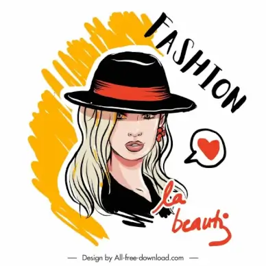 fashion poster young lady portrait sketch handdrawn cartoon