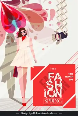 fashion show flyer template dynamic cartoon model