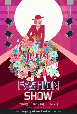 fashion show flyer template female model cartoon