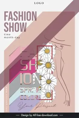fashion show flyer template model sketch flowers decor