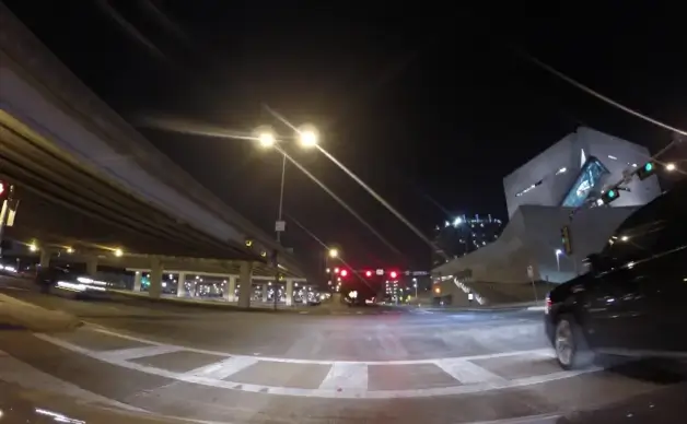fast clip of traffic in busy city at night