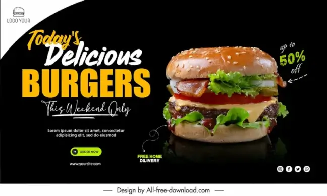 fast food banner template elegant contrast
