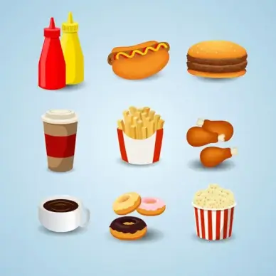 fast food design elements set