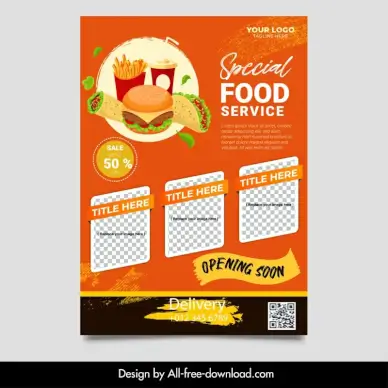 fast food flyer template elegant grunge checkered decor