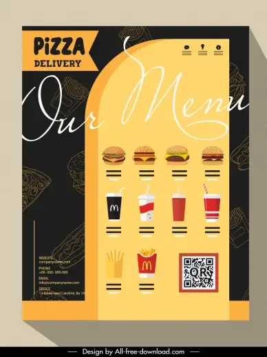 fast food menu template contrast design  