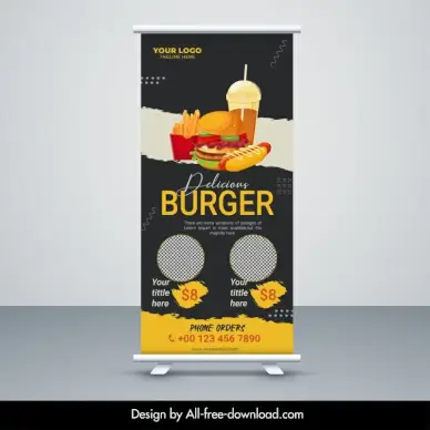  fast food restaurant banner template standee shape