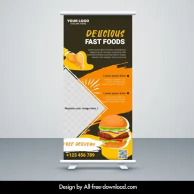 fast food restaurant banner template vertical checkered contrast