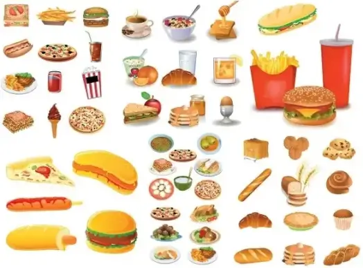 fastfood breakfast pastries vector