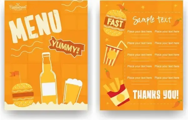 fastfood restaurant menu template classical orange design