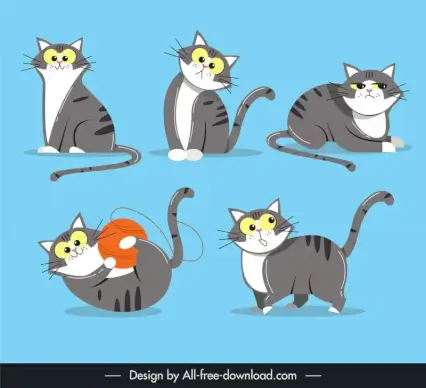 fat cat figures collection cute handdrawn cartoon 