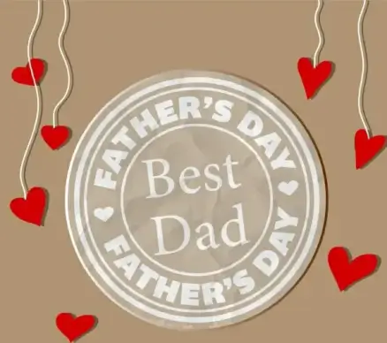 father day background seal style red hearts icons