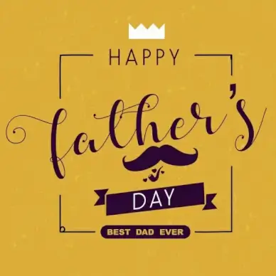 father day banner calligraphy moustache crown icons decor