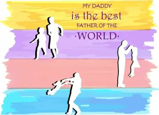 father day card white silhouettes icons colorful backdrop