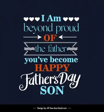 father day quotation design elements dark classic texts arrows hearts