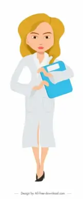 female doctor icon cartoon character sketch