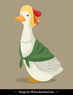 female duck icon funny stylized sketch