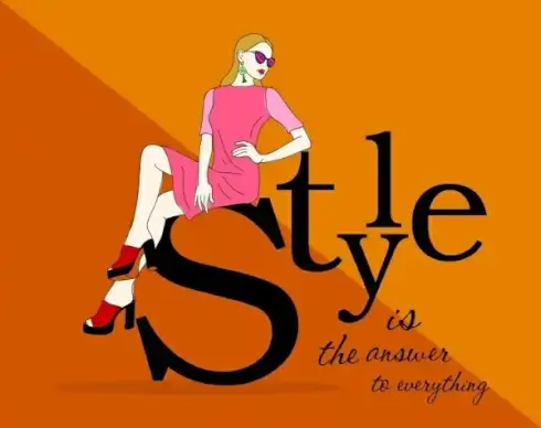 female fashion banner lady icons texts decor