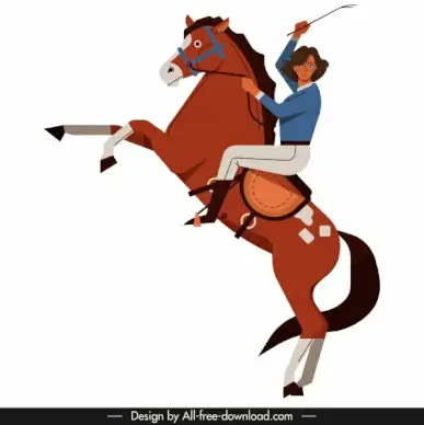 female jockey icon colored cartoon character sketch