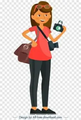 female journalist icon cartoon character sketch