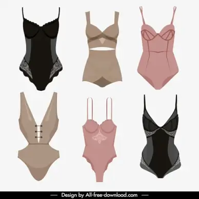 female underwear design elements flat classical 