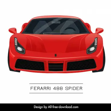 ferrarri 488 spider car model advertising template modern front view design