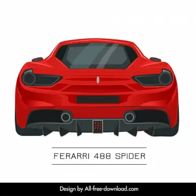 ferrarri 488 spider car model advertising template modern rear view sketch symmetric design