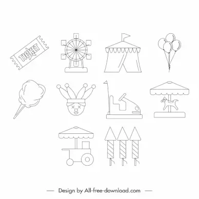 festive icon sets flat black white handdrawn symbols sketch