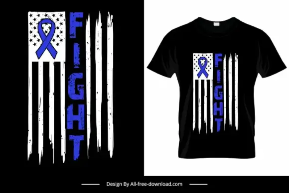 fight tshirt template dark retro stripes texts outline 