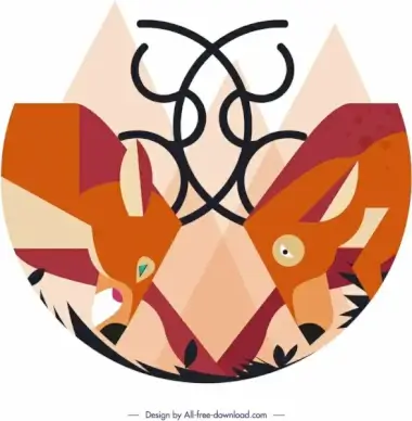 fighting deer background classical flat decor