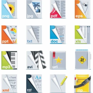 digital file formats icons modern 3d curled decor